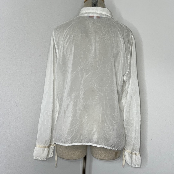 🔹 Johnny Was Sheer Crinkle Fabric Button Up Romantic Flowy Blouse - Picture 2 of 7